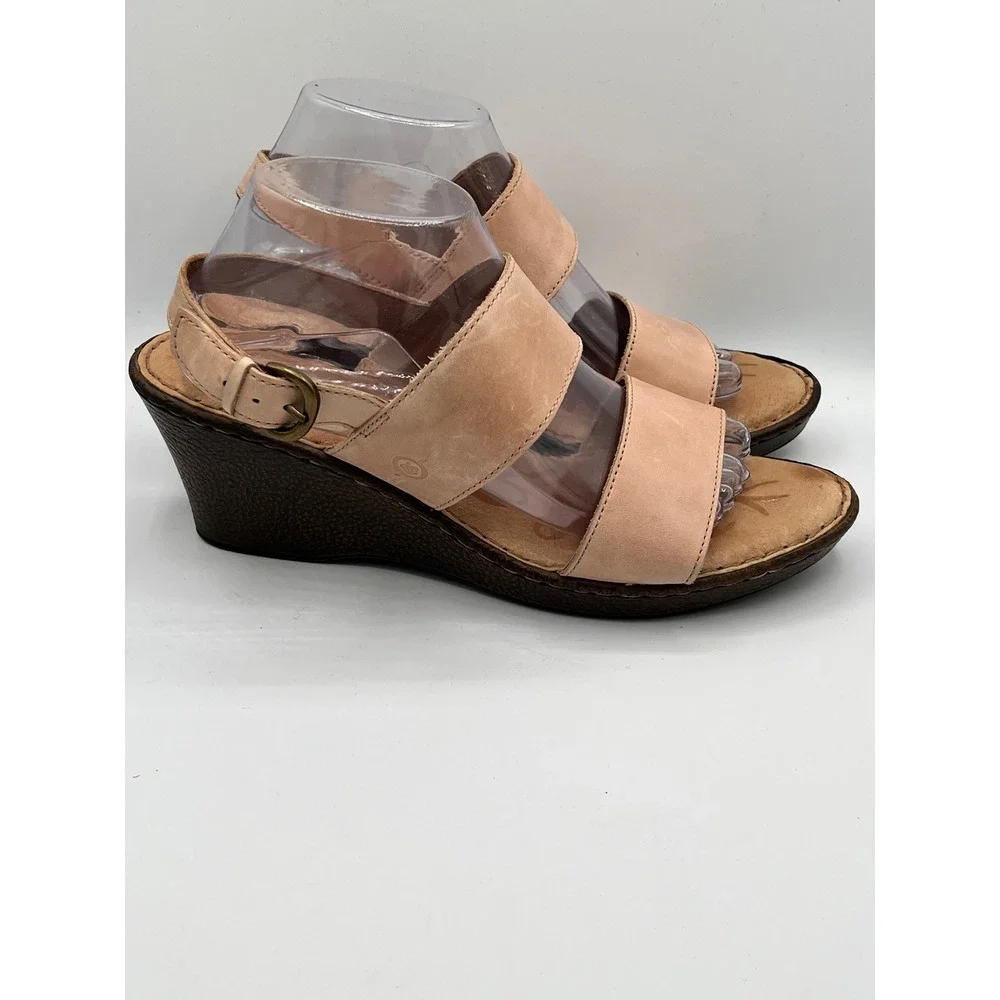 Born Women Nude Leather Wedge Sandals D91516 CCL15 Tan Slingback Size 11M